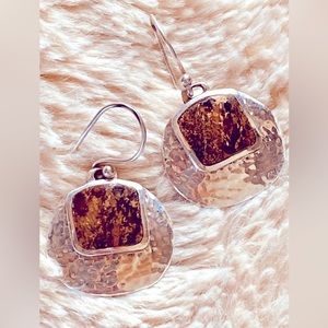 Vintage 50’s Tiger Eye Custom Sterling SD Signed Authentic Navajo Earrings